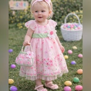 Jona Michelle® Toddler Girls Spring Dress Pink Floral Party Easter